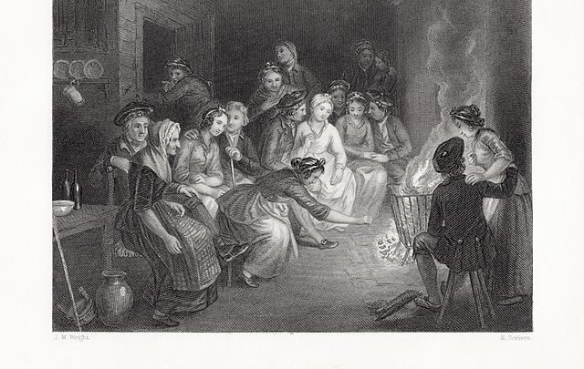 Illustration to Robert Burns' poem Halloween by J.M. Wright and Edward Scriven.