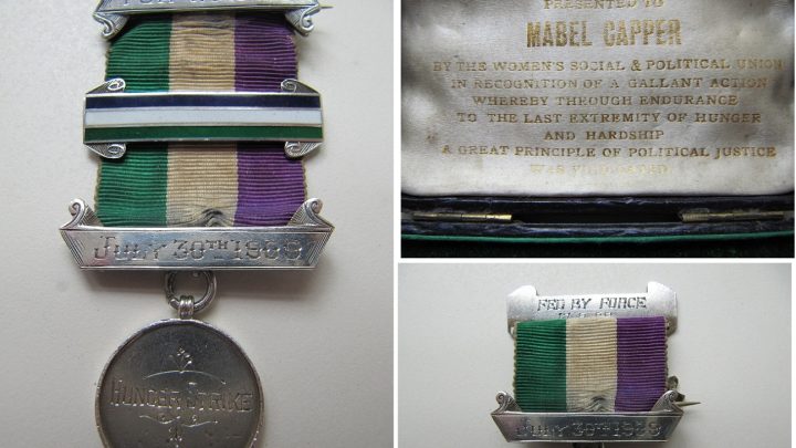 Mabel Cappers WSPU Hunger Strike Medal with Fed by Force Bar September 1909