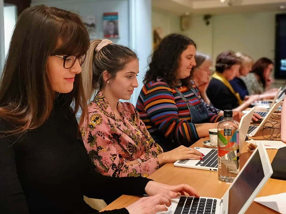 Photograph of students on laptops